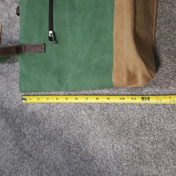 Canvas Shopper/Shoulder Bag in Green - Picture 6 of 15